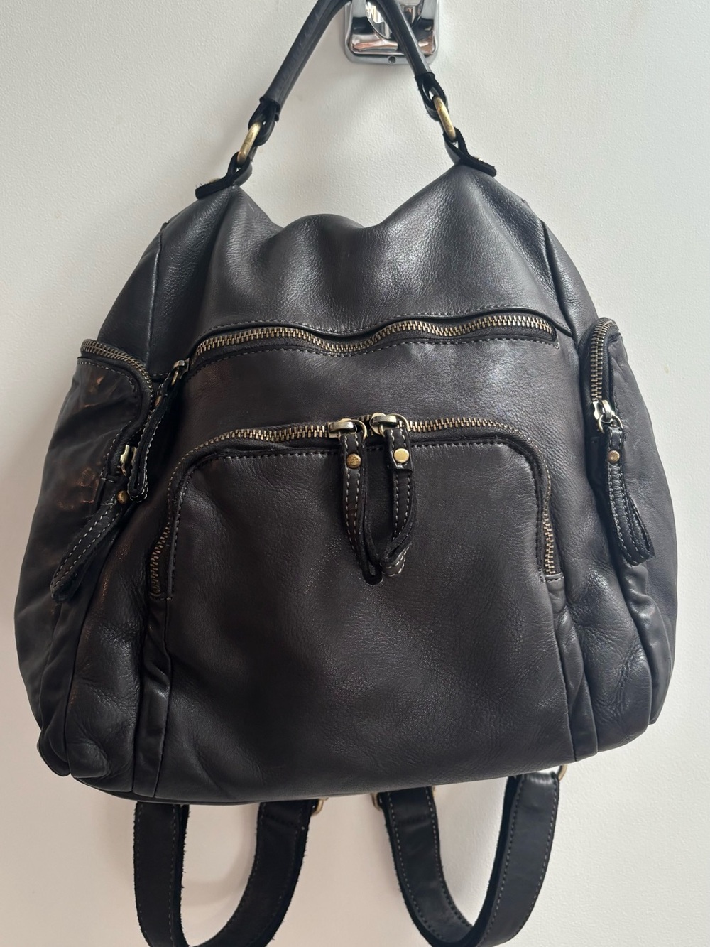 Lusher Black Leather Backpack  - Very Good Condition